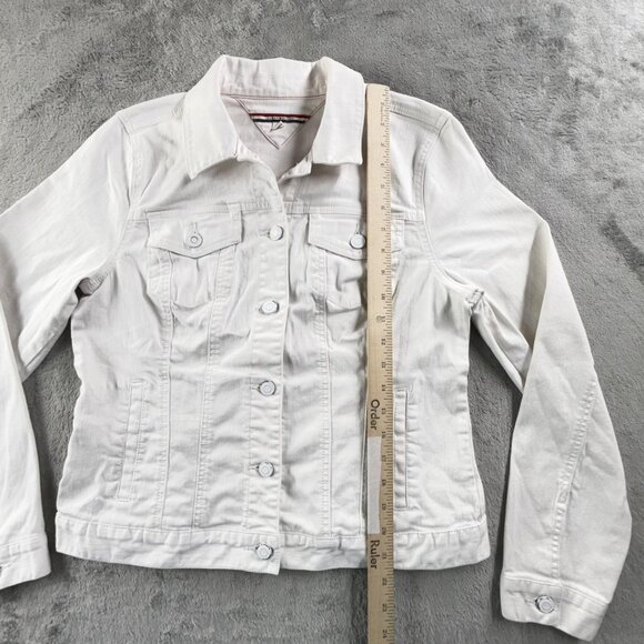 Tommy Hilfiger Jacket Womens Large Denim Stretch Jean Button Up Casual Coat Y2K - Picture 6 of 13